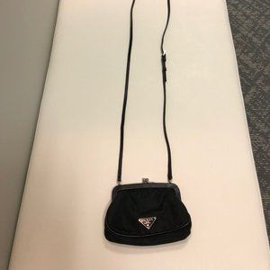 Prada Tessuto Kiss-lock Nylon Black Mini Crossbody Bag
